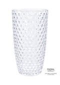 Tall clear diamond-faceted acrylic tumbler 650ml for hospitality and events