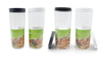 Tall 1400ml clear plastic screw top storage container with white lid, 9x9x22.5cm, showing pasta and cereal inside
