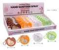 25ml mini hand sanitiser keyring spray in silicone case with clip, assorted scents including salted caramel and citrus