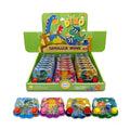 Four assorted dinosaur scene handheld water ring games in blue, pink, yellow and green