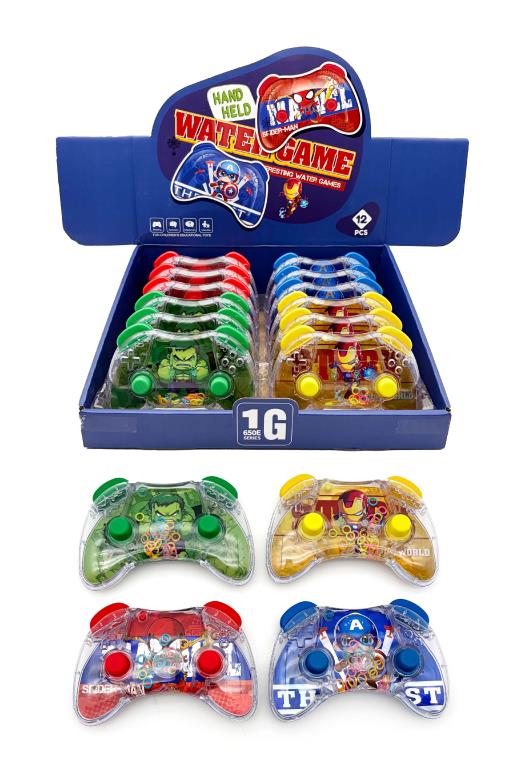 Four controller shaped superhero water ring toss games with cartoon hero characters