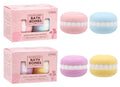 Macaron series bath bombs in pink window gift box of 2, macaron-shaped bath bombs in pink, blue, purple and yellow