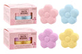 Flower series bath bomb gift set, pink window box of 2 and flower-shaped bath bombs in pink, blue, purple and yellow