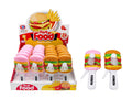 Burger-shaped novelty hand fan for kids, 2 assorted pink and sesame bun designs, 14.5x6x1.5cm, manual, age 3 plus
