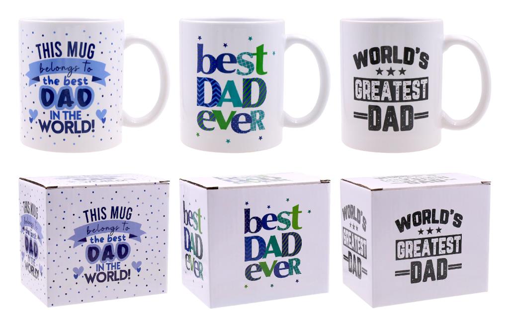 Father's Day mug, 11oz new bone china in gift box, carton of 24 for gift shop and variety store buyers