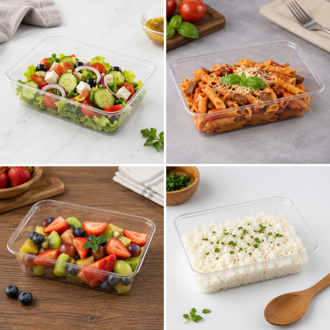 'Genfac' 500ml Rectangular Container Clear (500pcs/CTN)