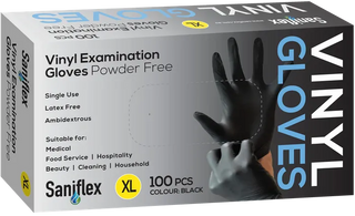 Black Vinyl Gloves XL Powder Free 100pk - Wholesale Melbourne