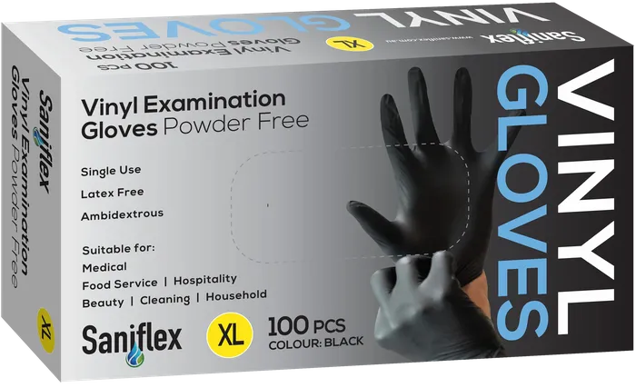 Saniflex Vinyl BLK XL PF 100s