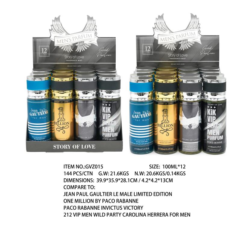 100ml men's aftershave spray bottle, fresh and spicy impression fragrance, sold by the bulk carton