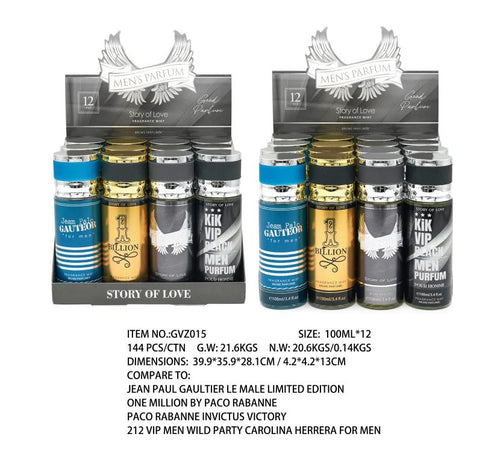 100ml men's aftershave spray bottle, fresh and spicy impression fragrance, sold by the bulk carton