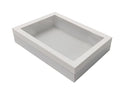 Large white paperboard grazing box 450x310x80mm with clear window lid for catering platters