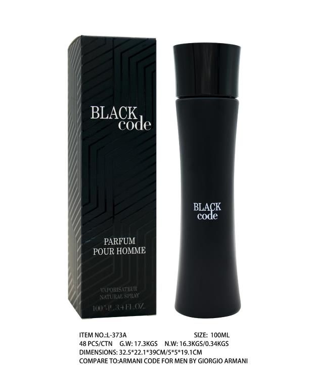 Black Code 100ml cologne dupe bottle inspired by Armani Code for Men by Giorgio Armani, classic masculine fragrance