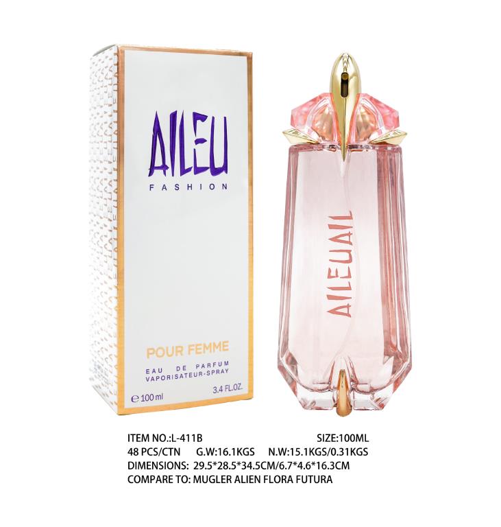 100ml fresh green-floral eau de parfum for women, L411B, carton of 12, inspired by Alien Flora Futura, DPack wholesale