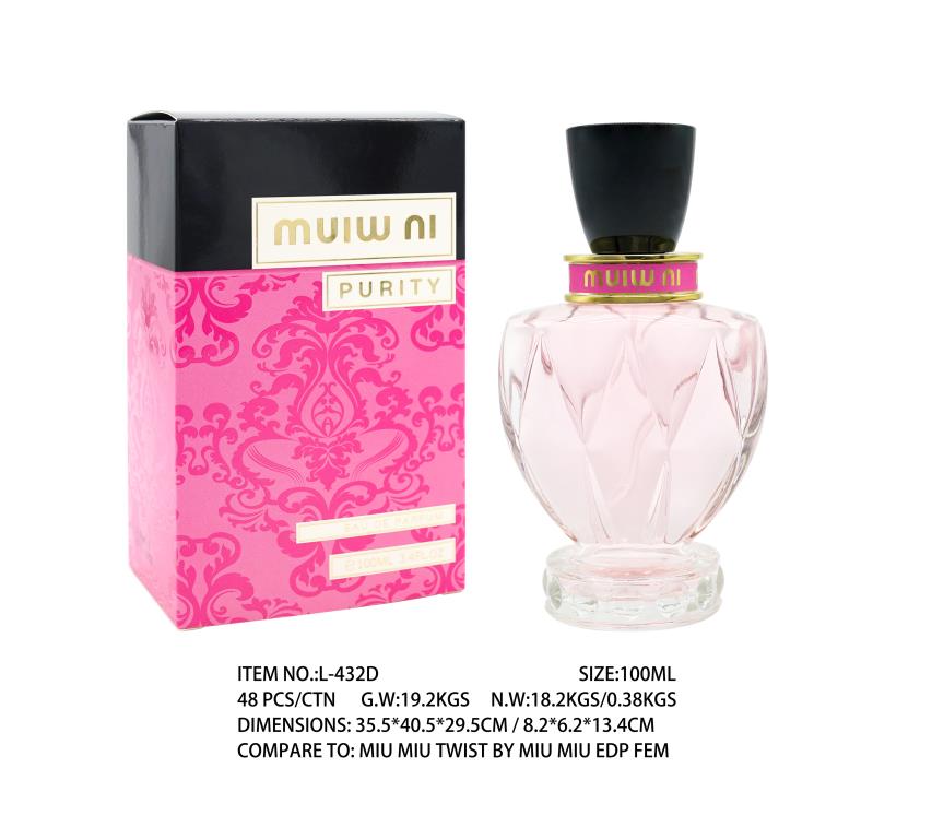 Muiw Ni Purity 100ml fragrance dupe bottle inspired by Miu Miu Twist EDP, feminine floral scent for gift shops