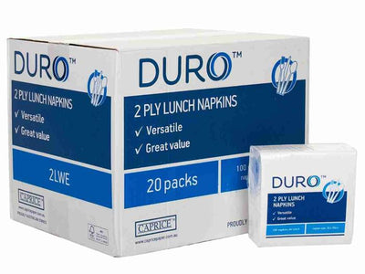 Caprice 2-ply white QT-fold lunch napkins 320x320mm, carton of 2000 for restaurant, event and aged care table service