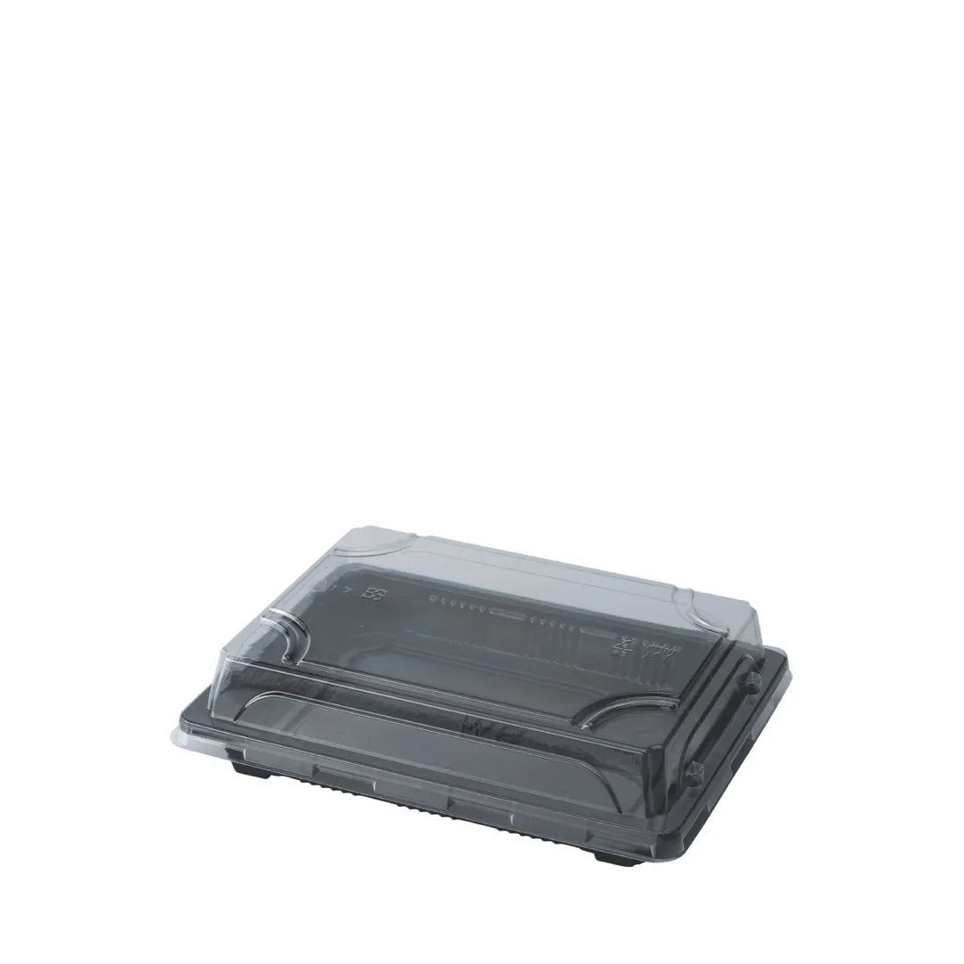 Black Base PP Sushi Box with Lid - 184mm, 500 Sets