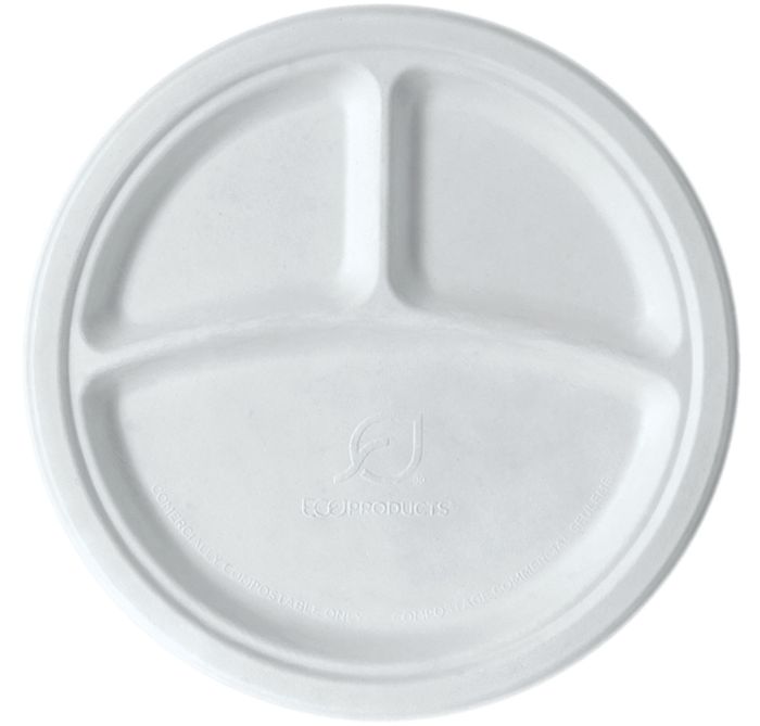 Detpak 9" 3Com Sugarcane Plate
