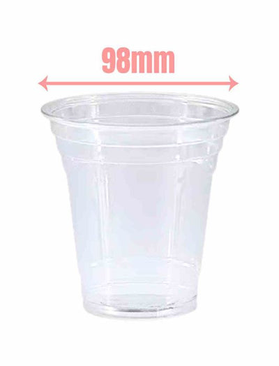 Pac Trading 14oz clear PET cold cup, 1000 per carton, 98mm lid diameter, for iced drinks and bubble tea