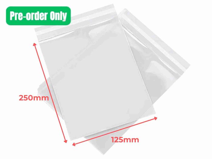 BOPP peel and seal bags 125x250mm 35 micron with self-adhesive lip for food and retail product packaging