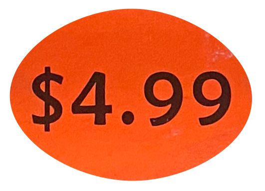 $4.99 Price Sticker