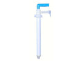 A plastic water filter pen with a white barrel and a blue T-handle valve, shown against a plain white background.