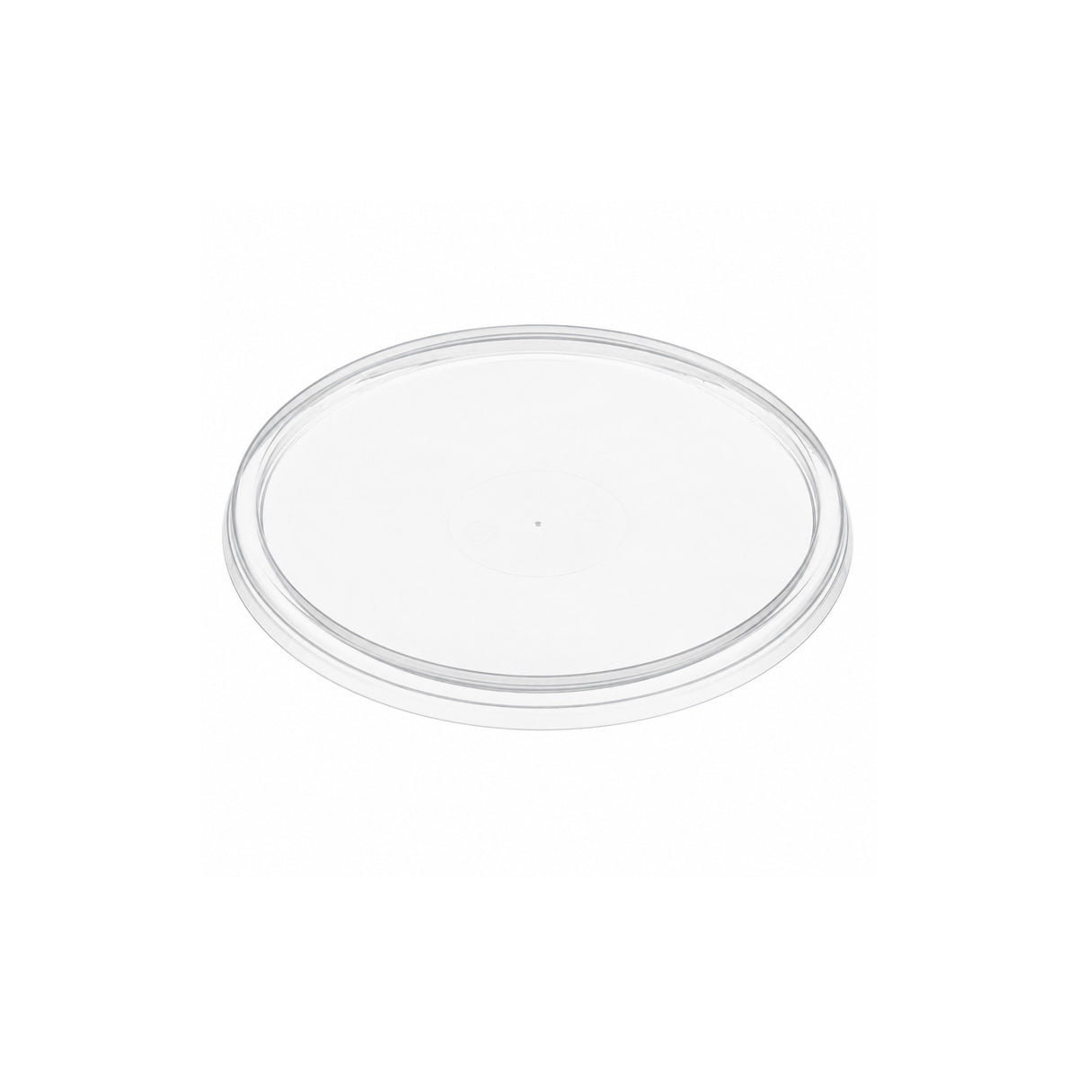 Container lids, clear round 120mm PP lid on a white background