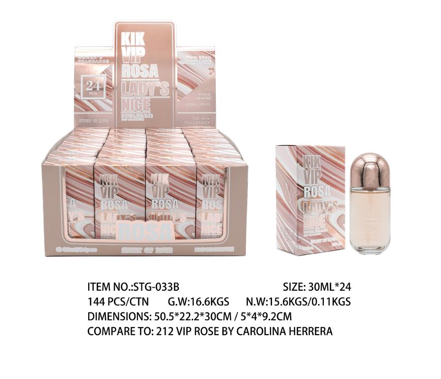 30ML KIK VIP Rosa Lady's Nice- Smells like 212 VIP Rose by Carolina Herrera (STG033B) - wholesale bulk packaging | DPack