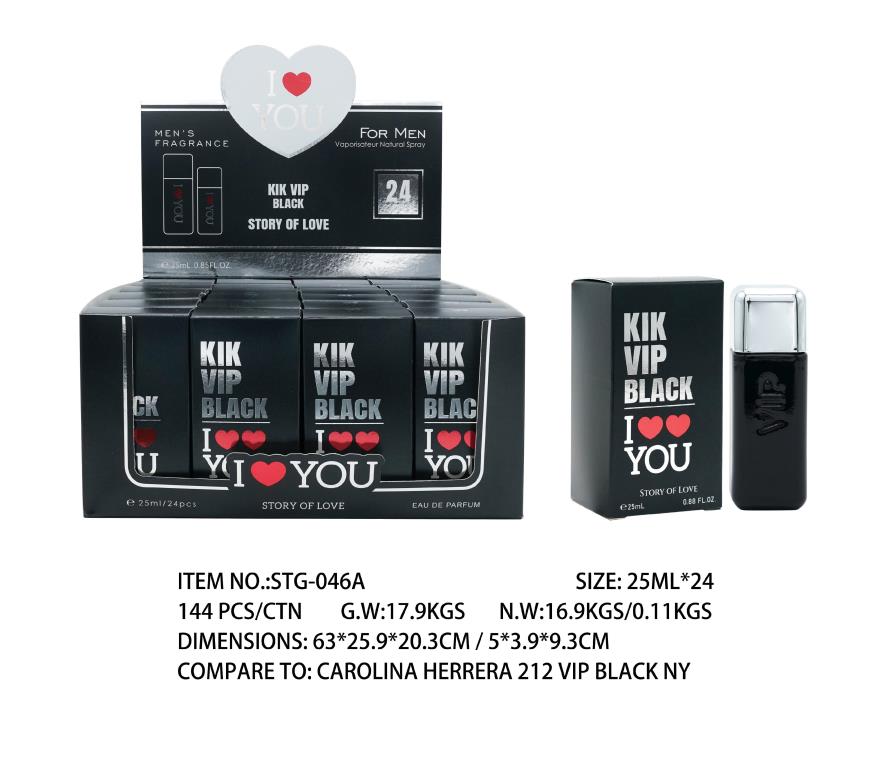 25ML KIK VIP Black - Smells like Carolina Herrera 212 VIP Black NY (STG046A) - wholesale bulk packaging | DPack