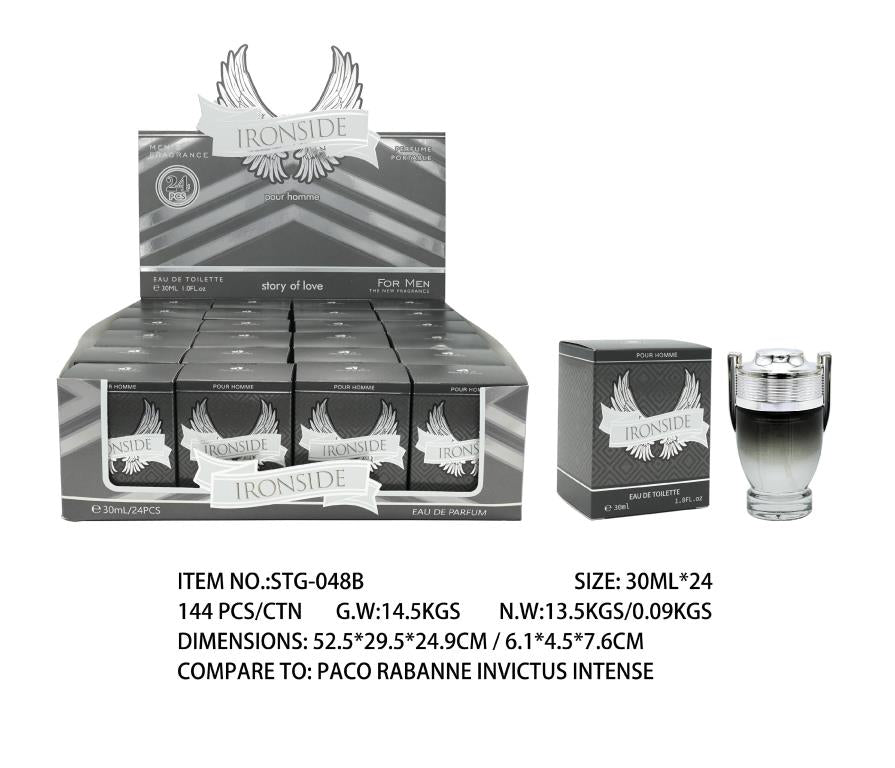 30ml Ironside Intense fragrance dupe bottle inspired by Paco Rabanne Invictus Intense, carton of 24