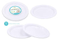 10-pack white reusable heavy-duty plastic large round plates 22.5cm, flat stacked for bulk catering supply
