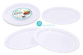 White heavy-duty reusable plastic oval plates 31x24.5cm, 10-pack for catering and event hospitality use