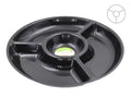 Black round plastic chip and dip platter 30cm for catering and party buffet service