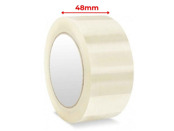 Single roll of clear packaging tape, 45mm wide by 75m long, for sealing cartons and parcels