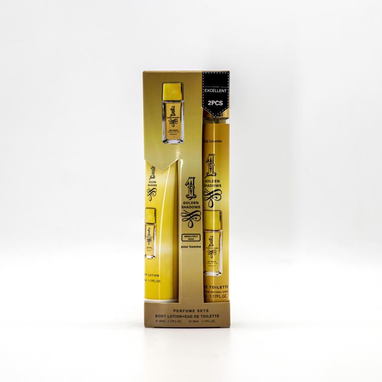 35ml body lotion and perfume gift set inspired by Paco Rabanne 1 Million, wholesale inner pack of 12 sets