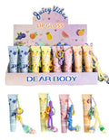 Juicy Vibes flavoured lip gloss 14ml in 4 assorted flavours, novelty scented lip gloss display box