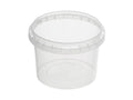 Genfac 565ml round tamper evident clear plastic food container with lid, 118mm diameter, 420 pieces per carton