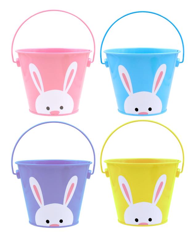 Metal Decorative Bucket with Handle-Pastel Coloured/Sticker Decal Series EASTER- **NOTE - NO BARCODE**DUR6712 SAME ITEM (D)