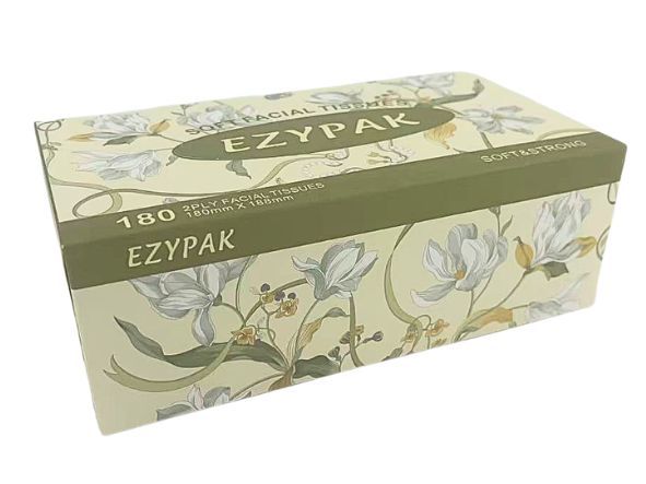 Carton of 36 facial tissue boxes, 2-ply 180 sheets each, wholesale bulk supply for offices and hospitality