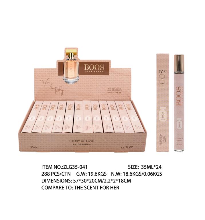 35ml Boos Pour Femme women's perfume dupe bottle inspired by Hugo Boss The Scent for Her, carton of 24 wholesale