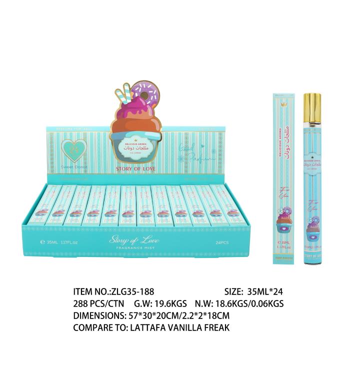 ZLG35-188 35ml vanilla sweet gourmand eau de parfum, carton of 24, inspired-by impression fragrance