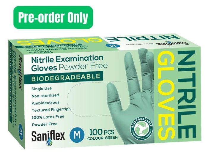 Green Nitrile Glove Medium 100