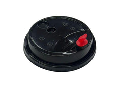 Bubble Tea Lid 90mm Black with Red Heart - PP Injection Moulded (Carton 1000)