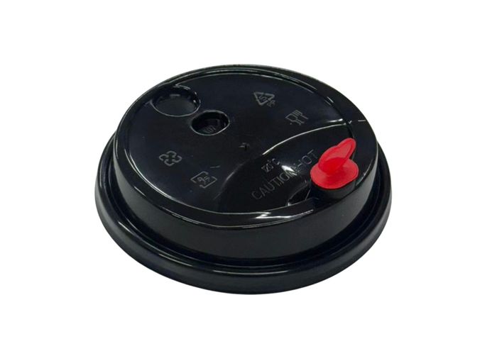 Bubble Tea Lid 90mm Black with Red Heart - PP Injection Moulded (Carton 1000)