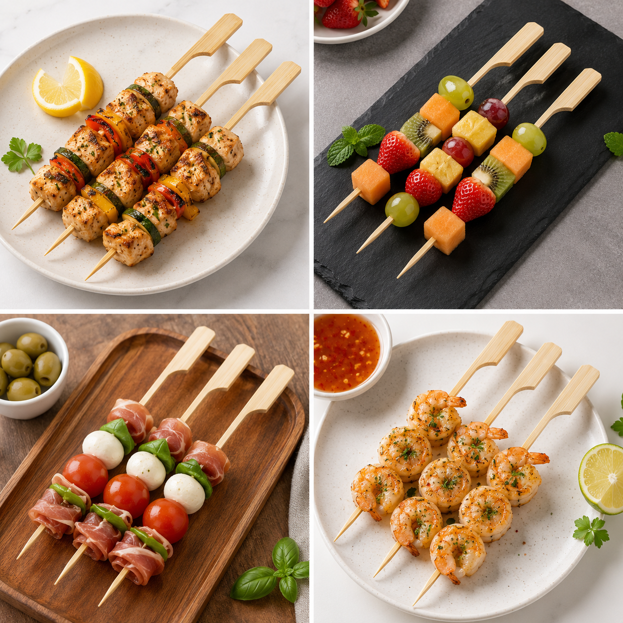Bamboo gun skewers 12cm short cocktail picks 100 pack for cafe canapes and party appetisers