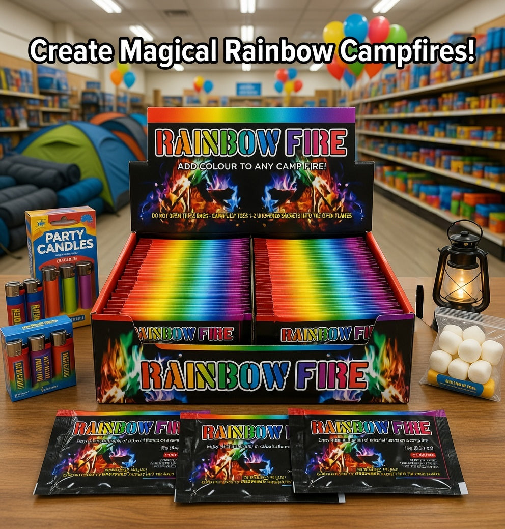Rainbow fire dust wholesale display box 75 pack retail store